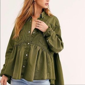 NWT Free People Dylan Babydoll Sz M Army Green